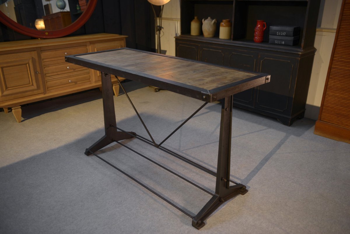 Industrial Console With Oak Top-photo-8