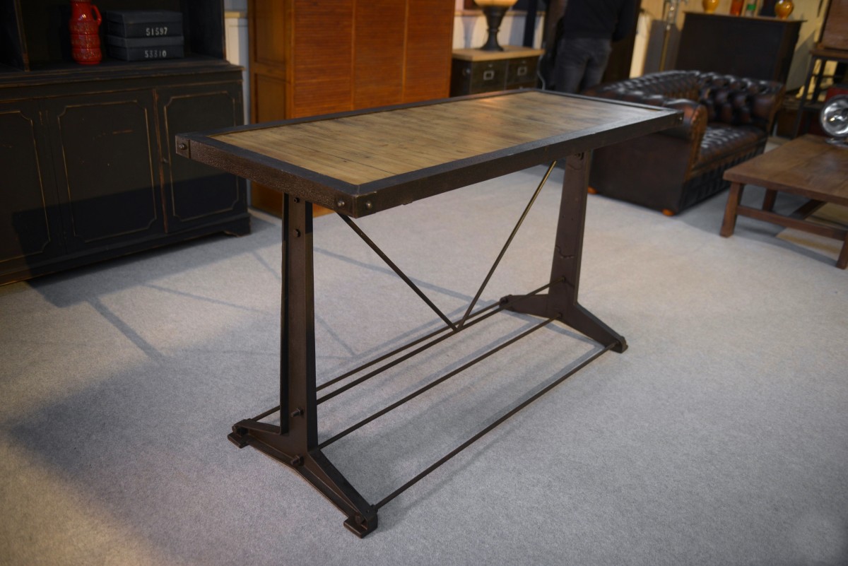 Industrial Console With Oak Top