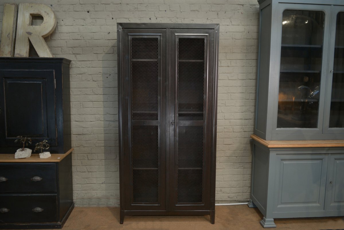Armoire grillagée Tolix 2 portes en métal -photo-4