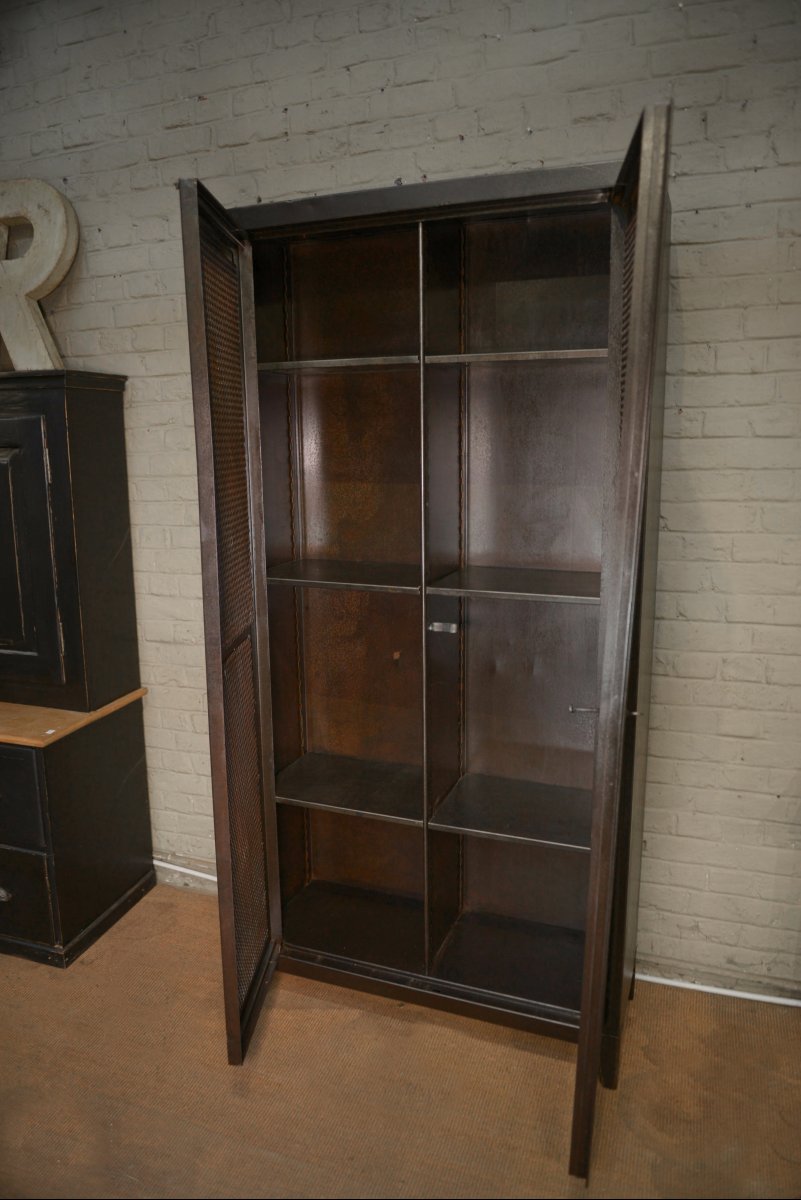 Armoire grillagée Tolix 2 portes en métal -photo-1