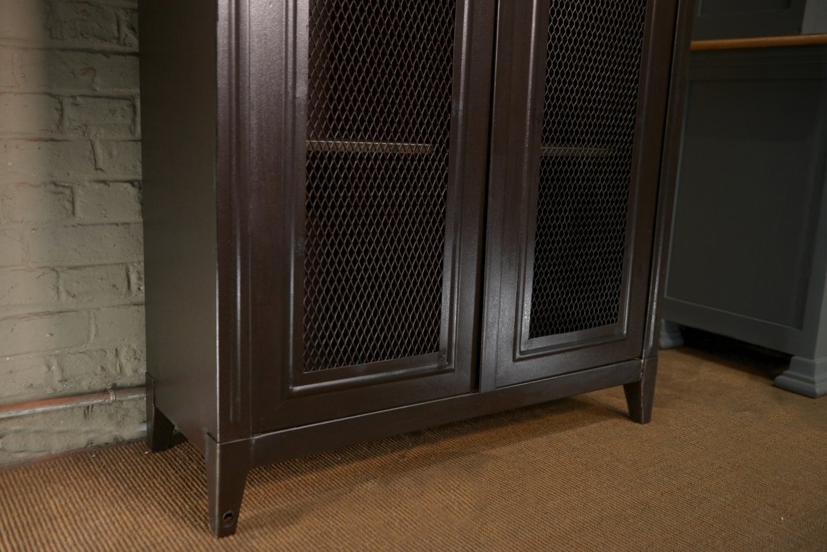 Armoire grillagée Tolix 2 portes en métal -photo-5
