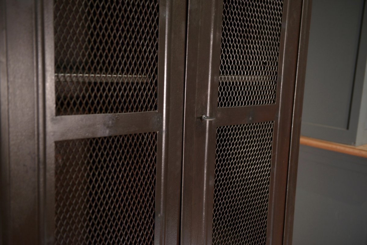 Armoire grillagée Tolix 2 portes en métal -photo-6