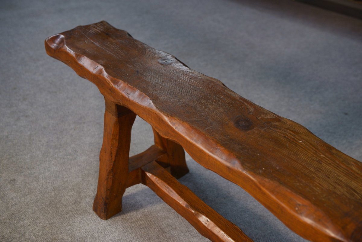 Banc brutaliste en pin 1950's-photo-2