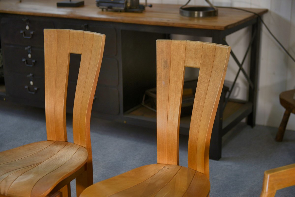 Set Of 2 Chairs And 2 Armchairs In Solid Beech By Ateliers Seltz, Late 20th Century-photo-4