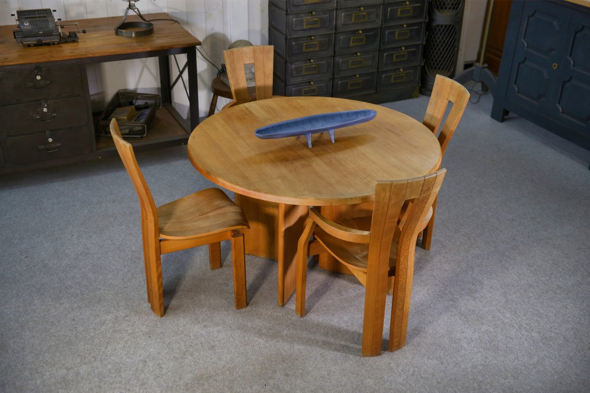 Set Of 2 Chairs And 2 Armchairs In Solid Beech By Ateliers Seltz, Late 20th Century-photo-1