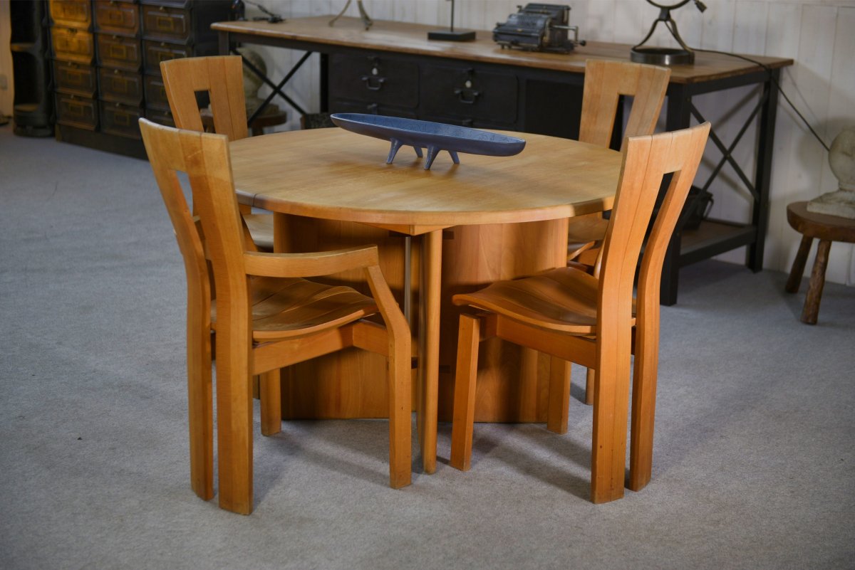 Set Of 2 Chairs And 2 Armchairs In Solid Beech By Ateliers Seltz, Late 20th Century-photo-7