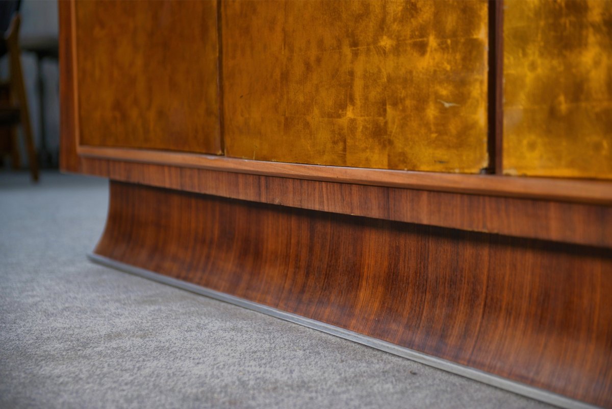 Art Deco Rosewood Sideboard With Gilt Door, Attributed To Maison Dominique, 1940s-photo-1