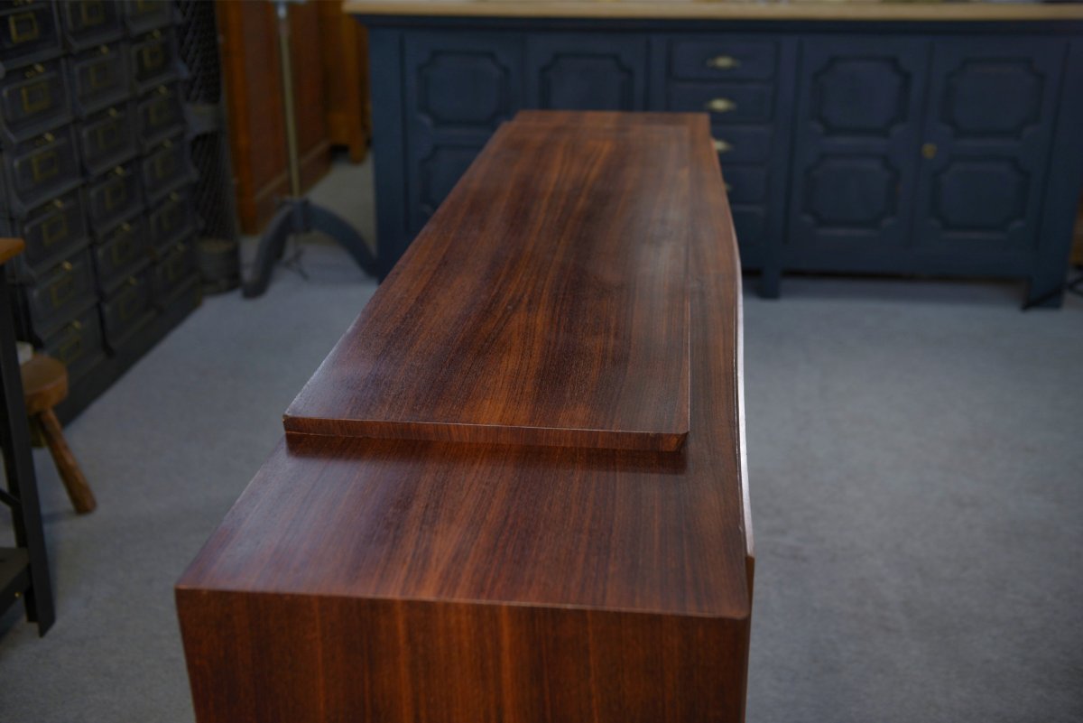 Art Deco Rosewood Sideboard With Gilt Door, Attributed To Maison Dominique, 1940s-photo-5