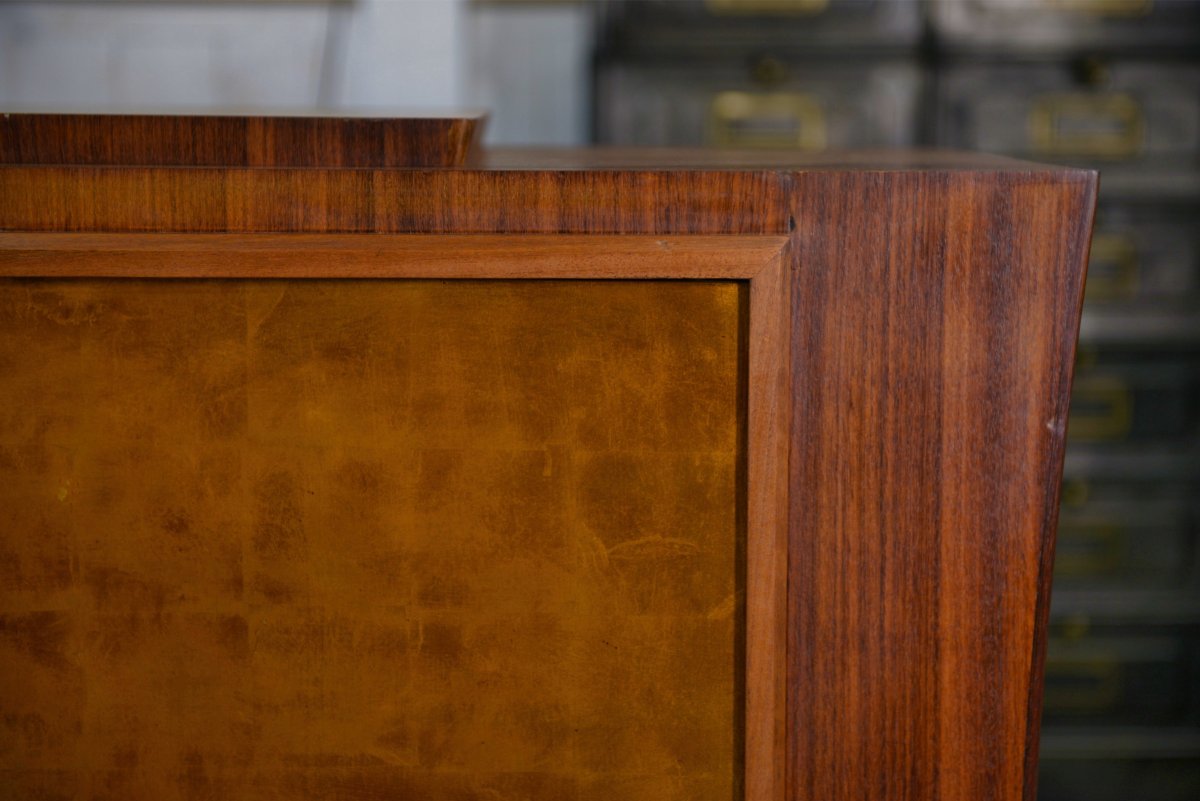 Art Deco Rosewood Sideboard With Gilt Door, Attributed To Maison Dominique, 1940s-photo-6