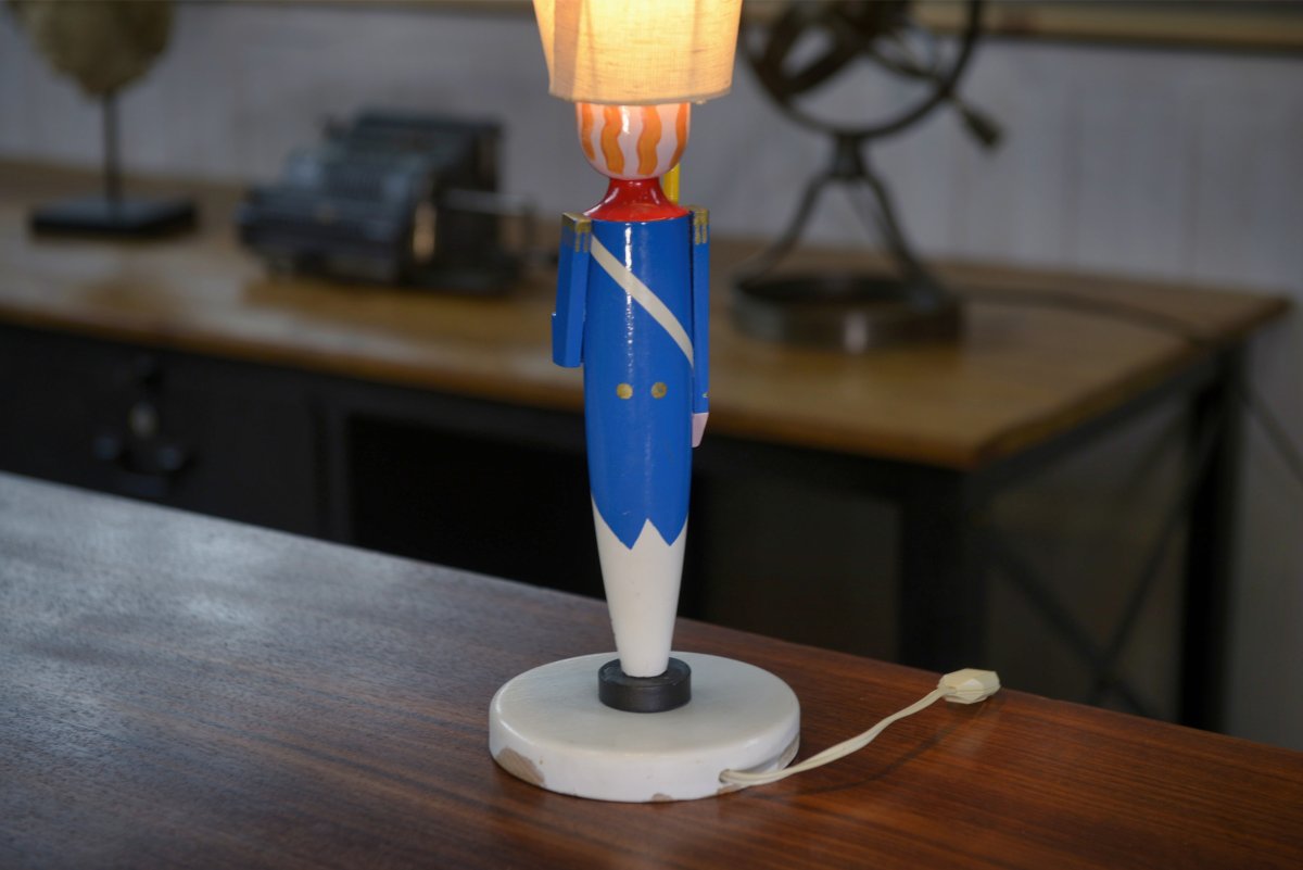 Lampe soldat empire par Suzanne Bonnichon pour Jacques Adnet 1960's-photo-4