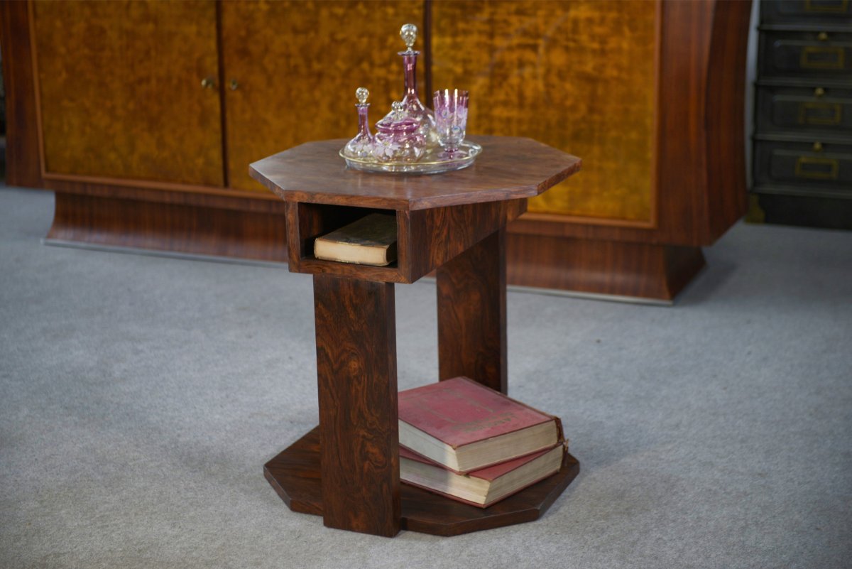 Art Deco Side Table In Rosewood Veneer In The Style Of Eugène Printz, 1930s-photo-2
