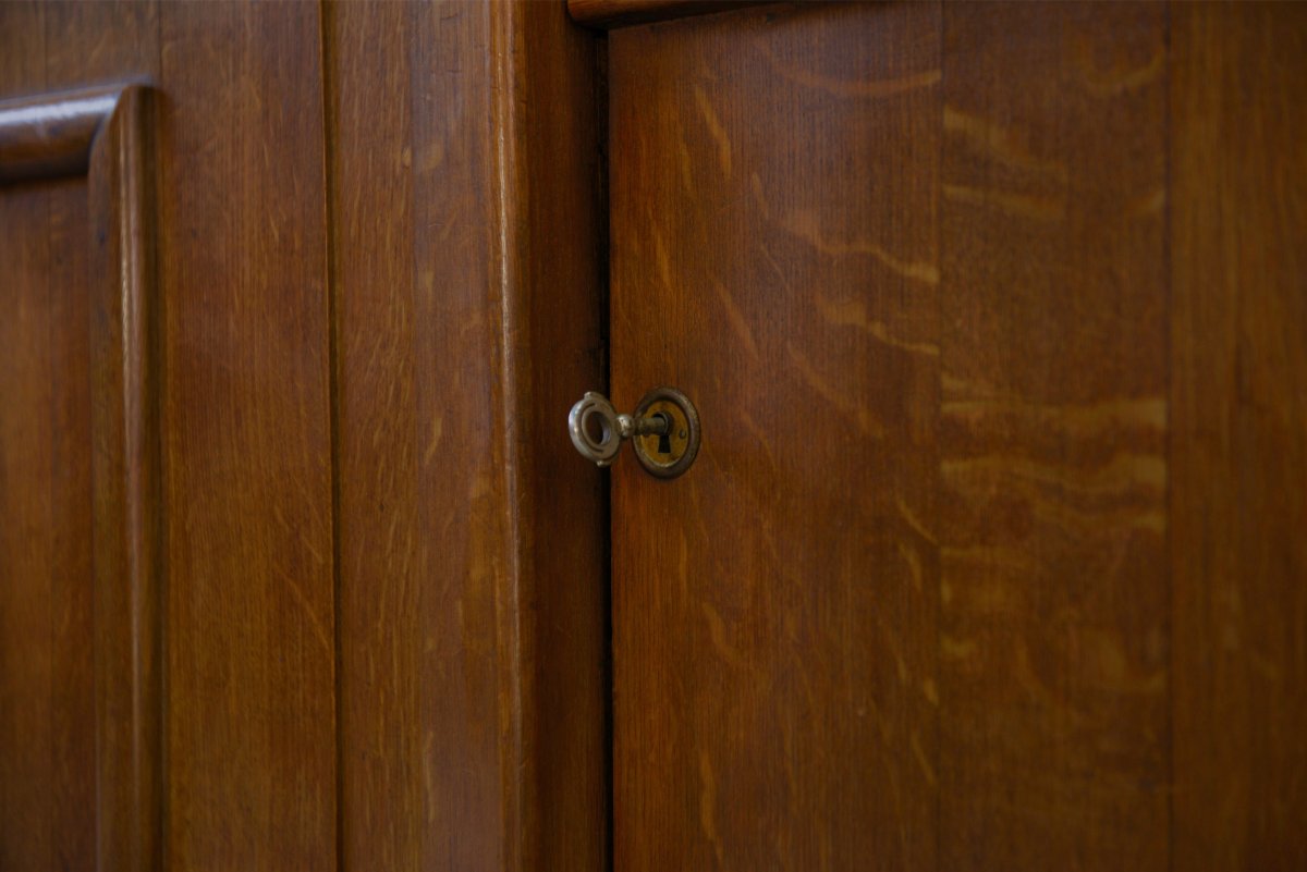 Charles Dudouyt 4-door Solid Oak Sideboard, 1940s-photo-5