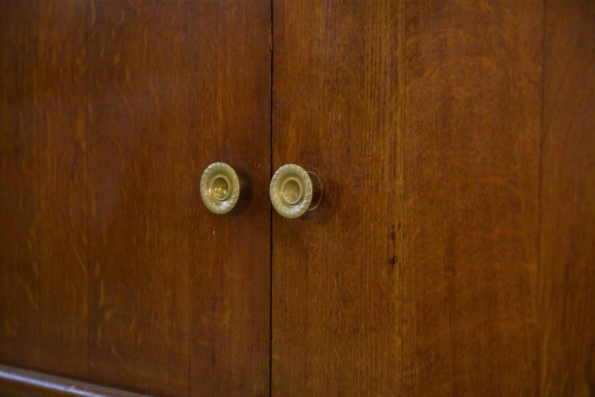 Charles Dudouyt 4-door Solid Oak Sideboard, 1940s-photo-6