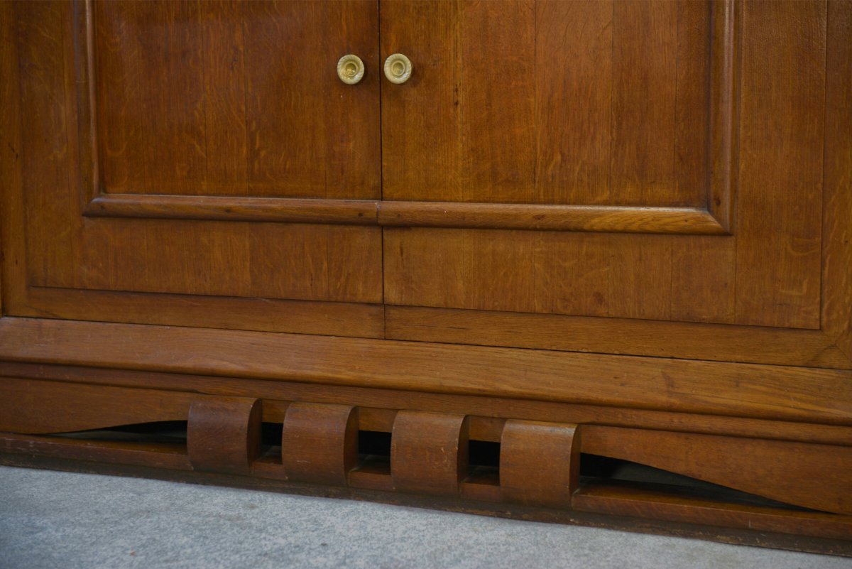 Charles Dudouyt 4-door Solid Oak Sideboard, 1940s-photo-8