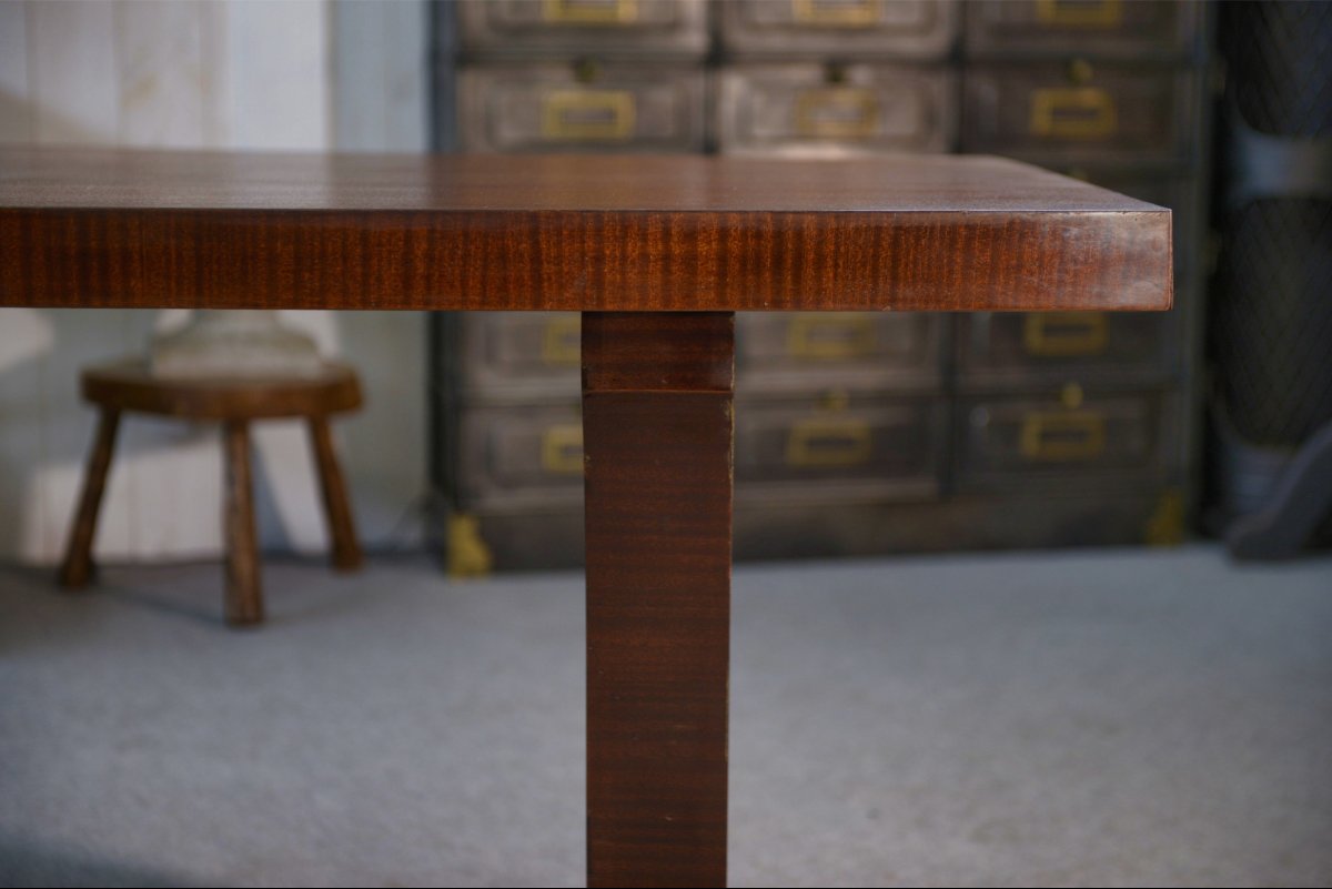 Art Deco Mahogany Veneer Table In The Style Of Jules Leleu, 1930s-photo-4