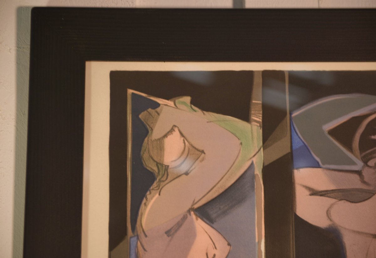Tableau/lithographie "Trois nus" de Camille Hilaire, épreuve d'artiste numérotée 1940's-photo-1