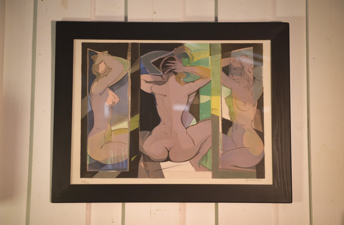 Tableau/lithographie "Trois nus" de Camille Hilaire, épreuve d'artiste numérotée 1940's