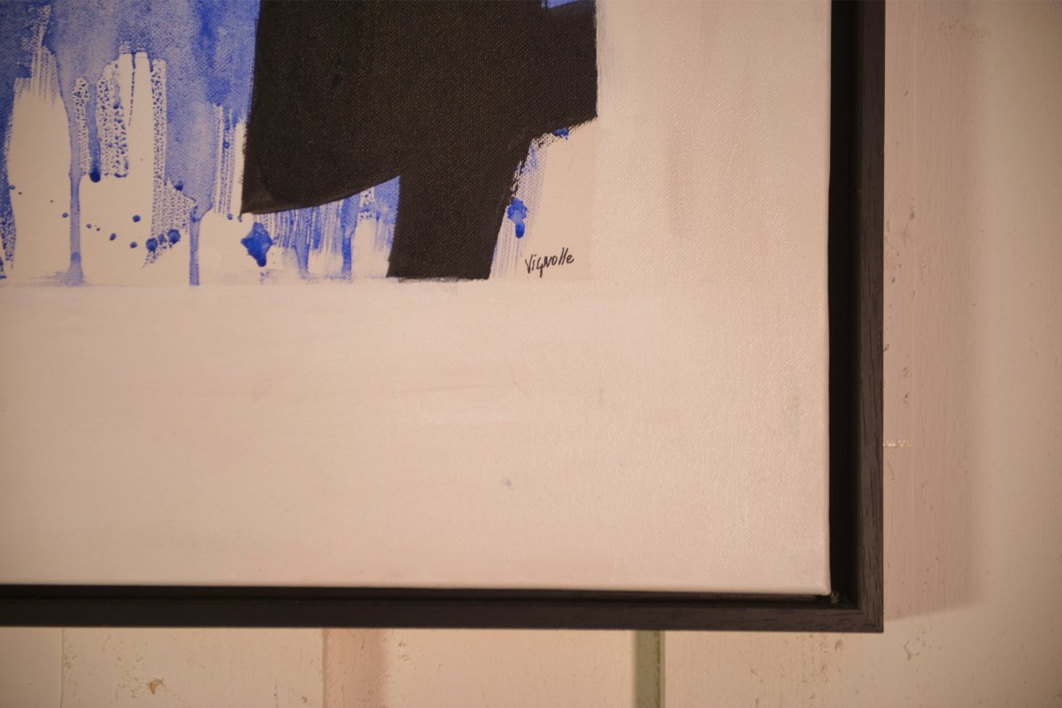 Tableau abstrait "Hommage à Pierre Soulages" par Lucien Vignolle-photo-4