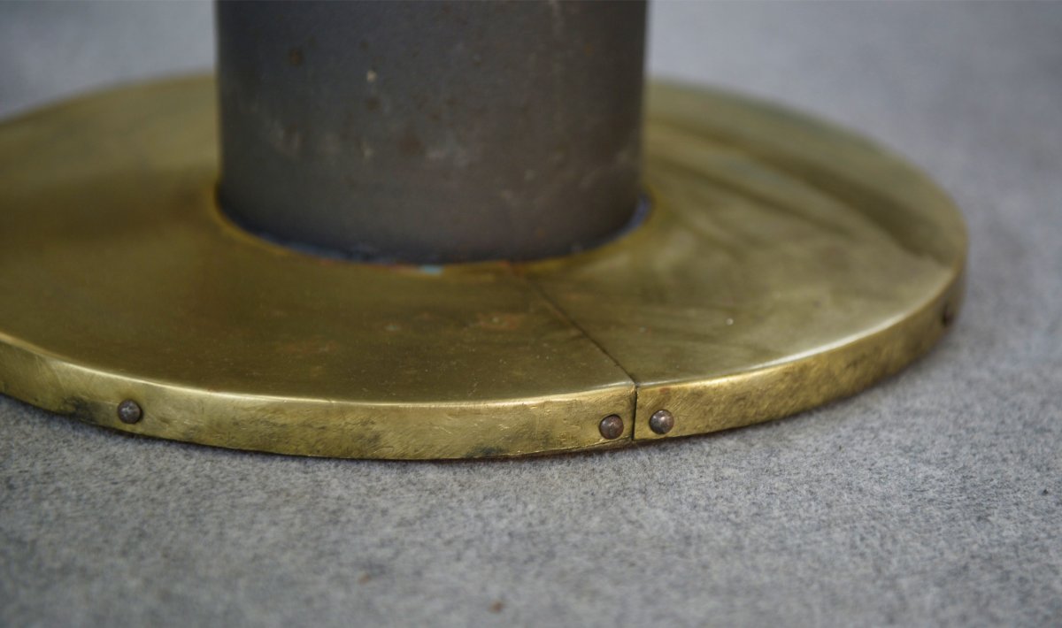 Set Of 6 Steel And Brass Stools, 1980s-photo-7