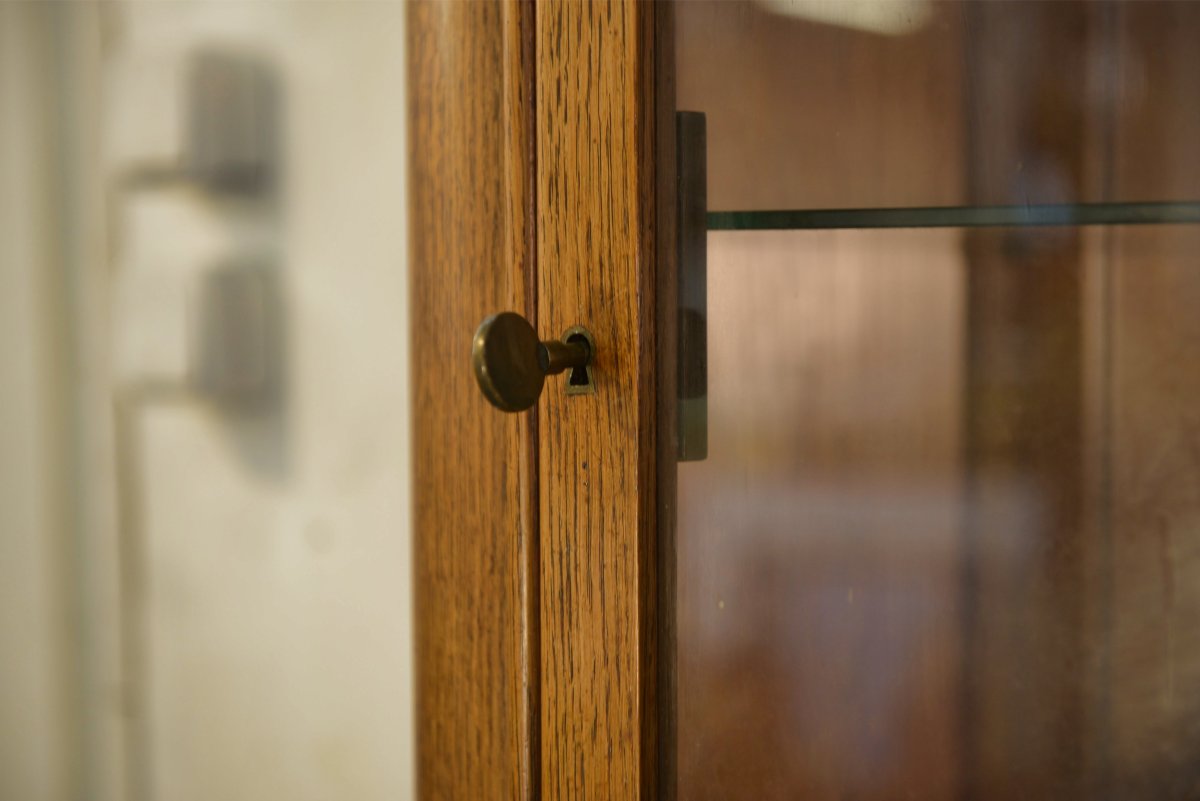 Solid Oak Display Cabinet In The Style Of Charles Dudouyt, 1950s-photo-6