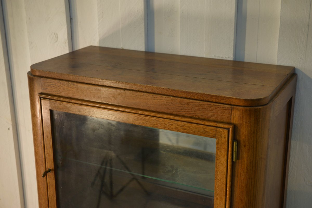 Solid Oak Display Cabinet In The Style Of Charles Dudouyt, 1950s-photo-8