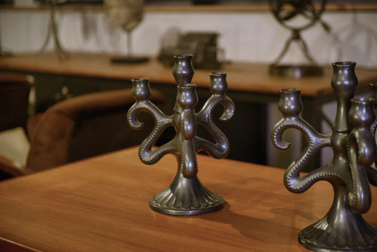 Pair Of Ceramic Candlesticks, Sars-poteries, 1950s-photo-2