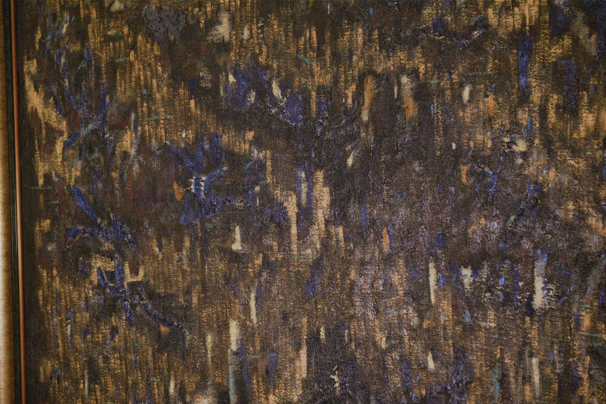 Grand tableau abstrait signé vers 1970's-photo-5