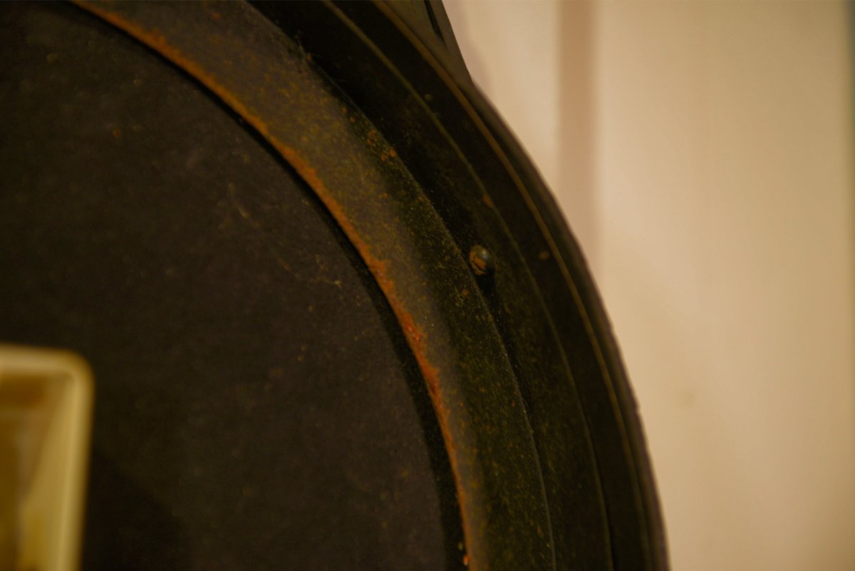 Horloge en cuir noir et laiton par Jacques Adnet 1950's-photo-4