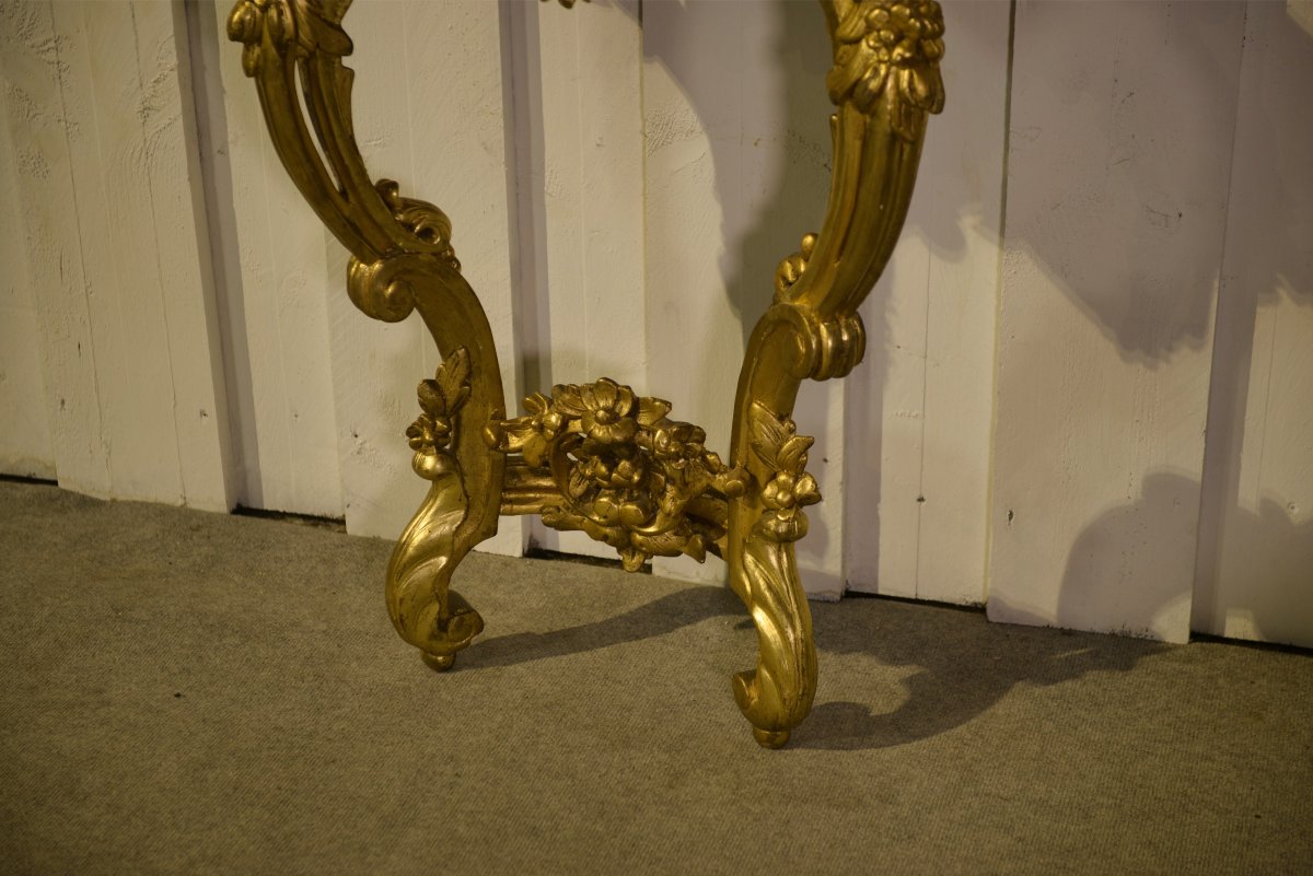 Console en bois doré et marbre XIXème-photo-3