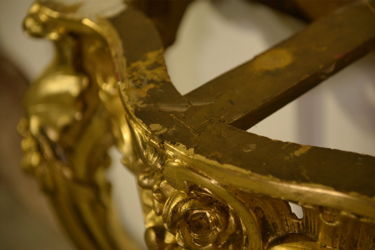 Console en bois doré et marbre XIXème-photo-3