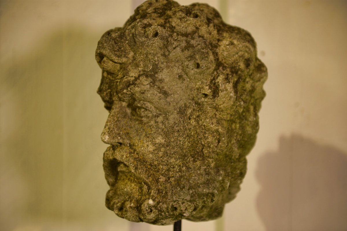 Neo-renaissance Stone Head Of A Man, Early 19th Century-photo-2