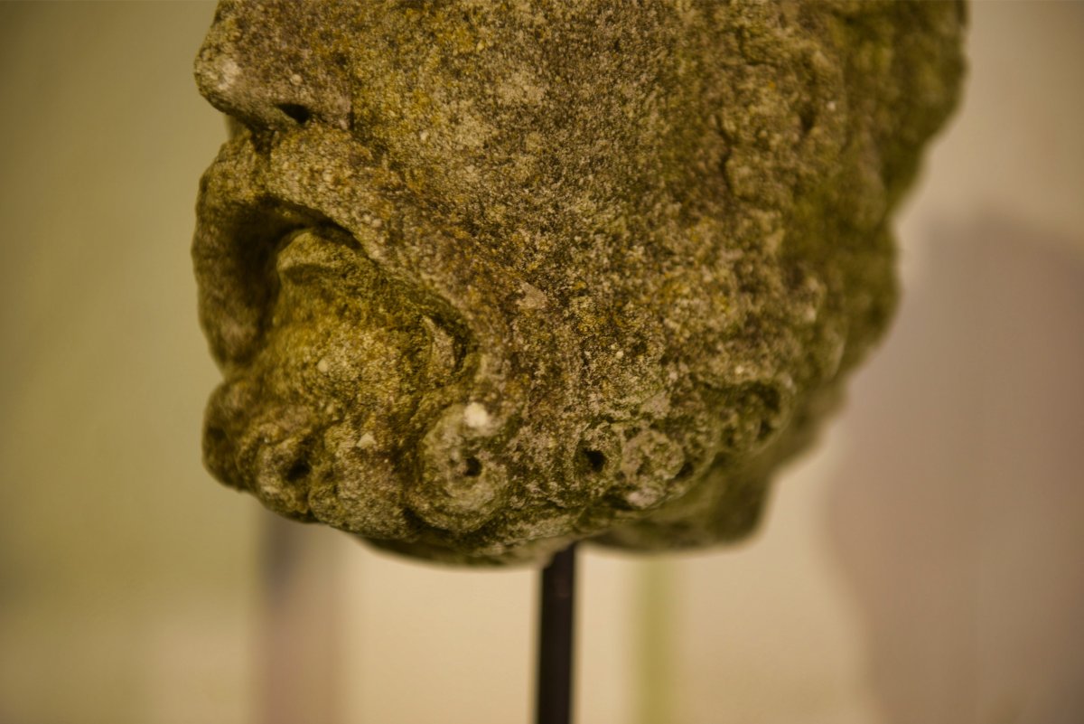 Neo-renaissance Stone Head Of A Man, Early 19th Century-photo-1