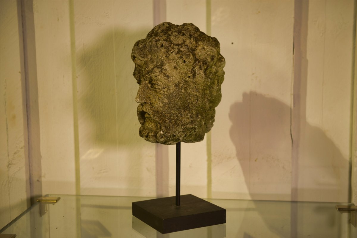 Neo-renaissance Stone Head Of A Man, Early 19th Century-photo-5