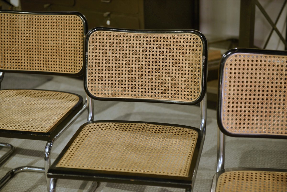 Set Of 6 Cesca B32 Chairs By Marcel Breuer 1970's-photo-1