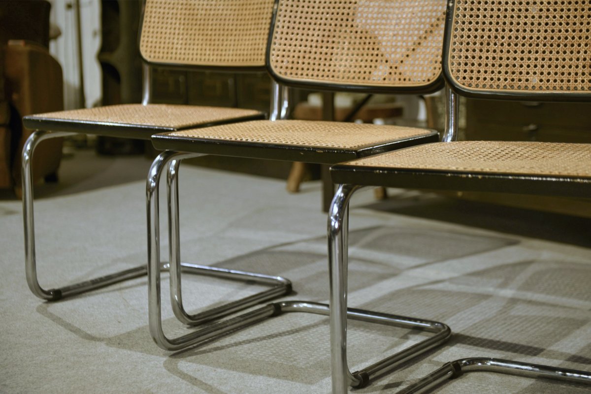 Set Of 6 Cesca B32 Chairs By Marcel Breuer 1970's-photo-2