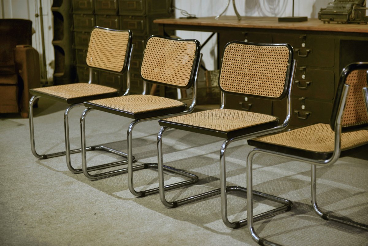 Set Of 6 Cesca B32 Chairs By Marcel Breuer 1970's-photo-3