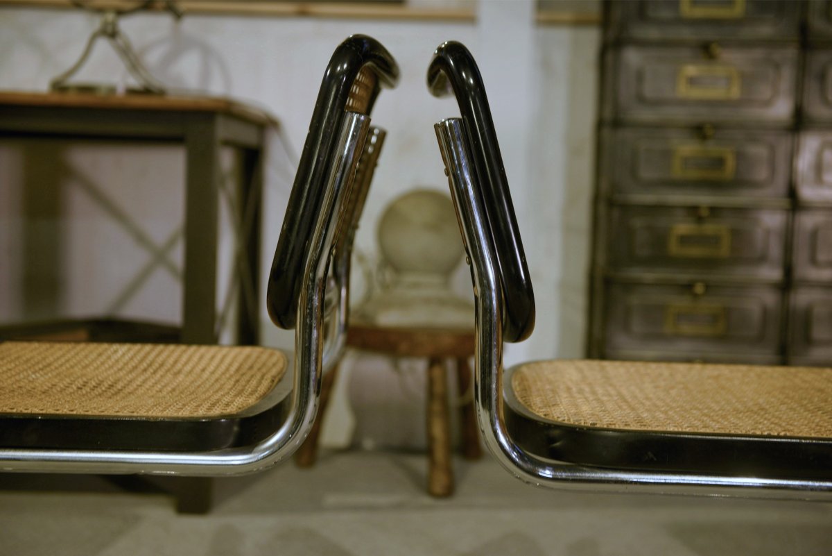 Set Of 6 Cesca B32 Chairs By Marcel Breuer 1970's-photo-6