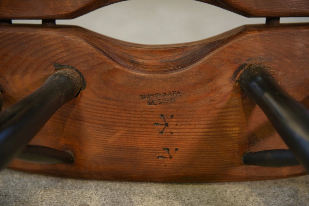 Paire de tabourets Pirkka par Ilmari Tapiovaara pour Laukaan Puu (première édition, estampillé)-photo-8