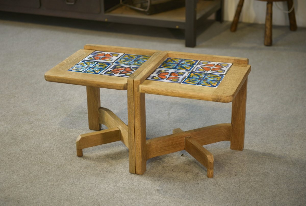 Pair Of Bedside/side Tables By Guillerme And Chambron And Ceramic By Danikowski, 1950s-photo-3