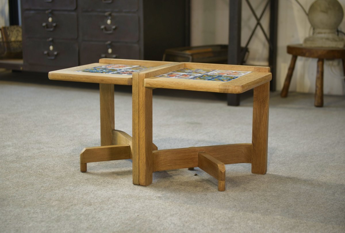 Pair Of Bedside/side Tables By Guillerme And Chambron And Ceramic By Danikowski, 1950s-photo-2