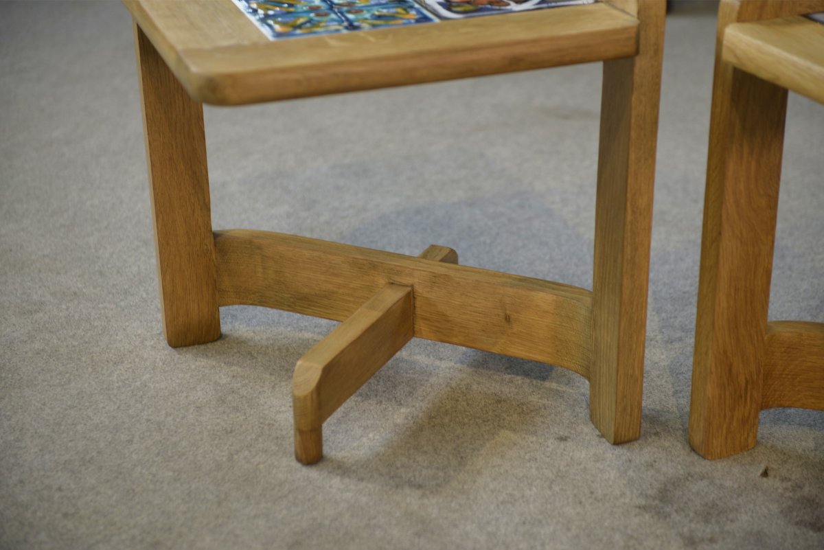 Pair Of Bedside/side Tables By Guillerme And Chambron And Ceramic By Danikowski, 1950s-photo-5