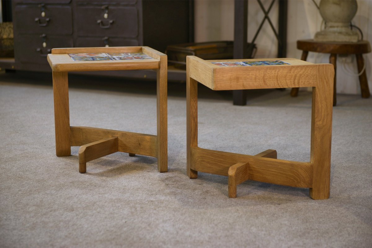Pair Of Bedside/side Tables By Guillerme And Chambron And Ceramic By Danikowski, 1950s-photo-6