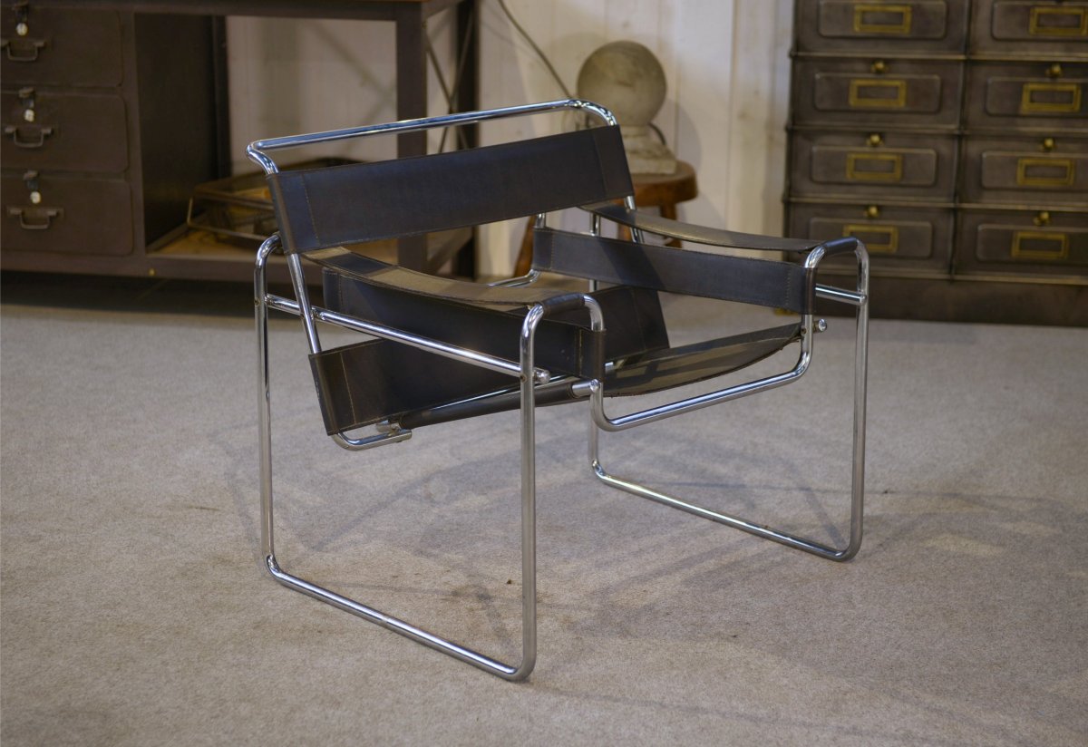 Fauteuil Wassily par Marcel Breuer design Bauhaus 1970's-photo-2