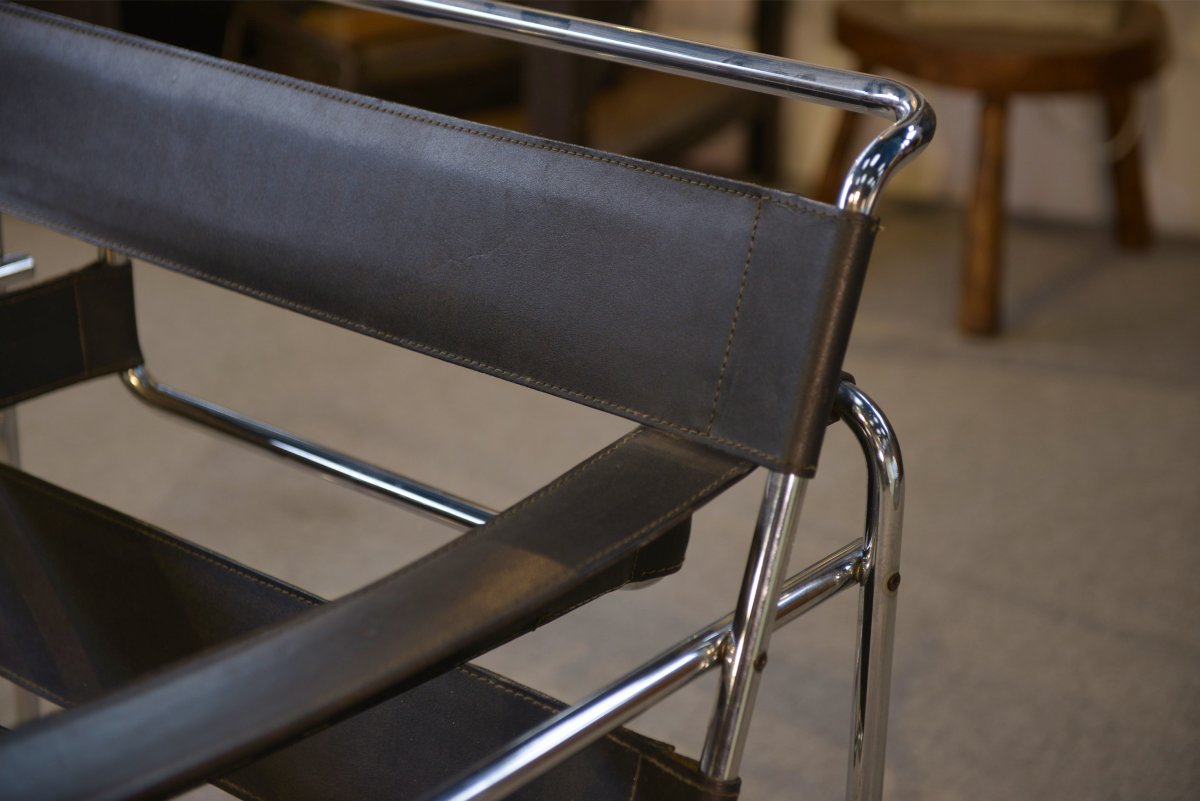 Fauteuil Wassily par Marcel Breuer design Bauhaus 1970's-photo-3