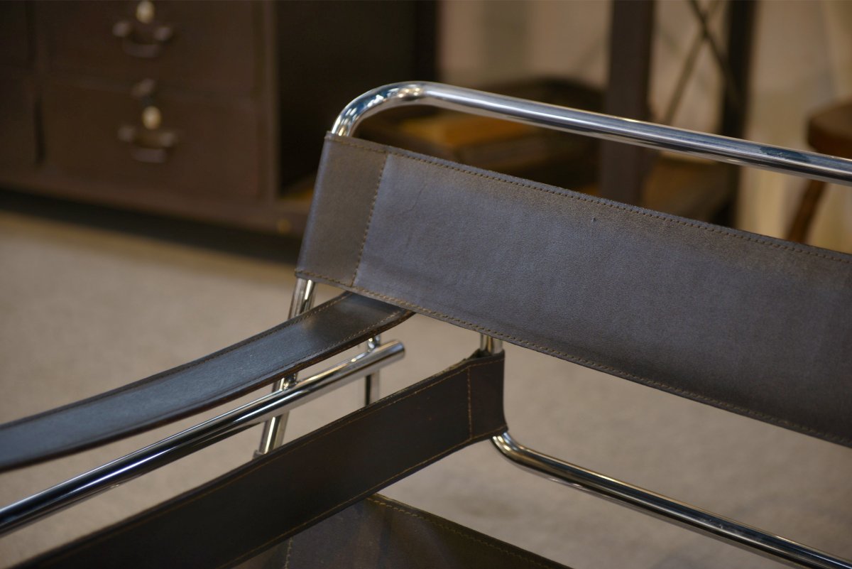 Fauteuil Wassily par Marcel Breuer design Bauhaus 1970's-photo-4