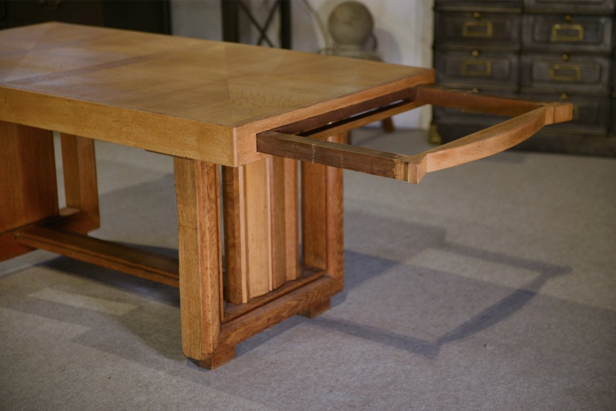 Oak Table By Charles Dudouyt, 1940s-photo-2