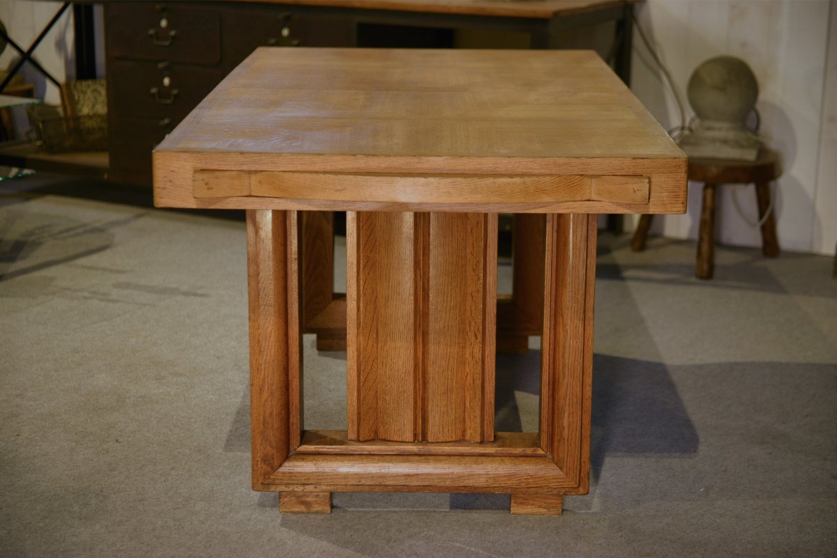 Oak Table By Charles Dudouyt, 1940s-photo-3