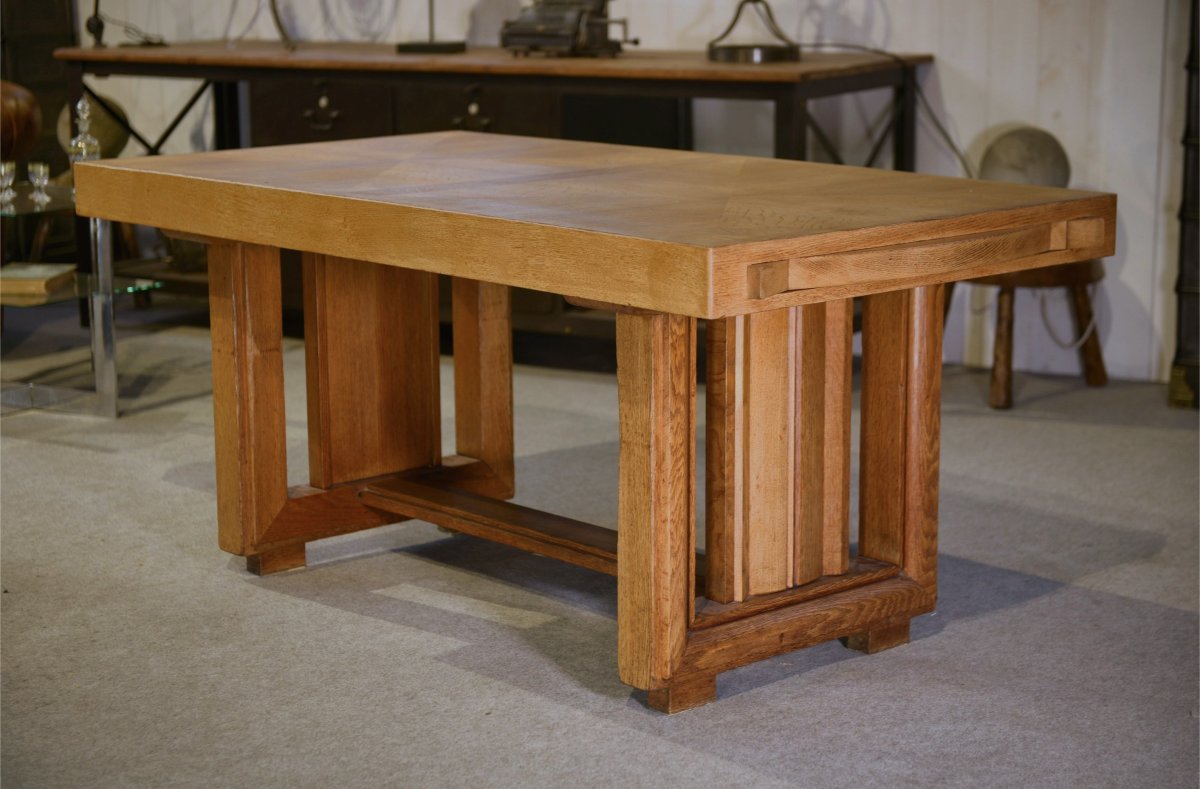 Oak Table By Charles Dudouyt, 1940s-photo-4