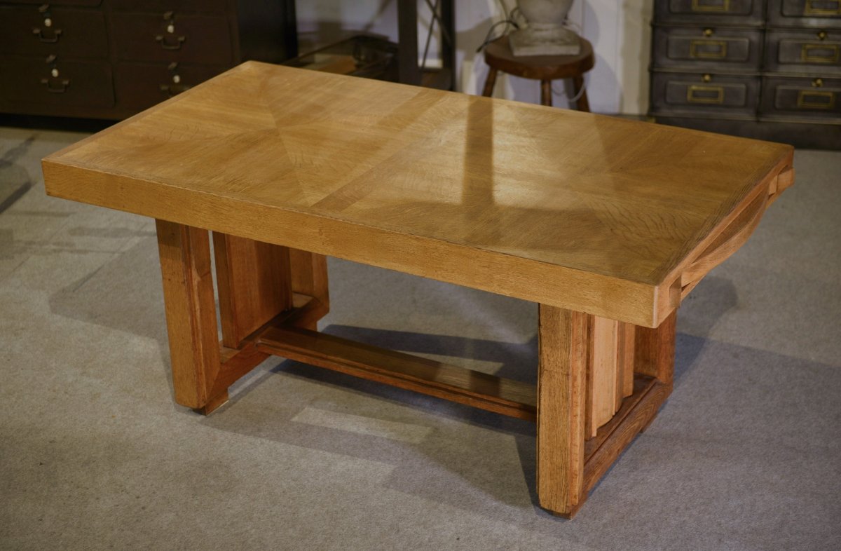 Oak Table By Charles Dudouyt, 1940s-photo-6