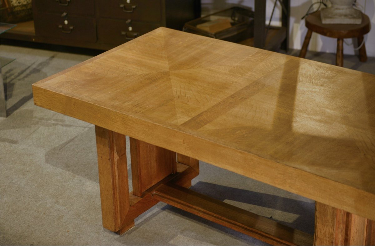 Oak Table By Charles Dudouyt, 1940s-photo-7